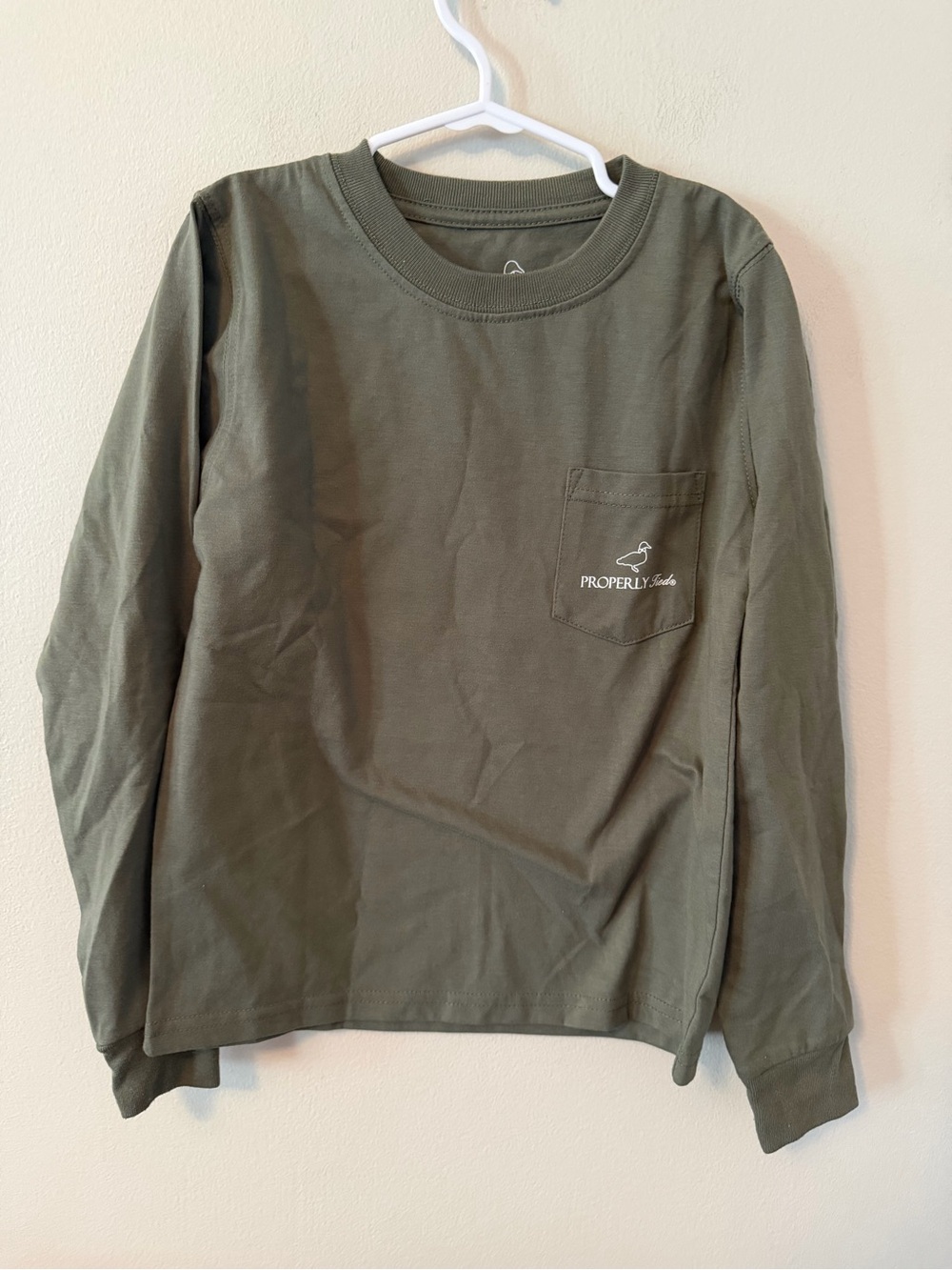 Properly Tied Olive Green Long-Sleeve Pocket Tee with Deer